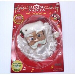 Vintage Santa Face  1995 Telco Talking Musical Santa Claus Motion Activated NOS